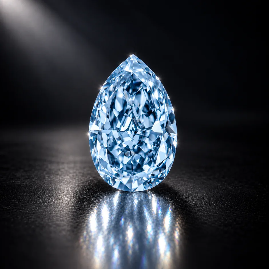 Pear-shaped Fancy Intense Blue diamond, 18.73 carats
