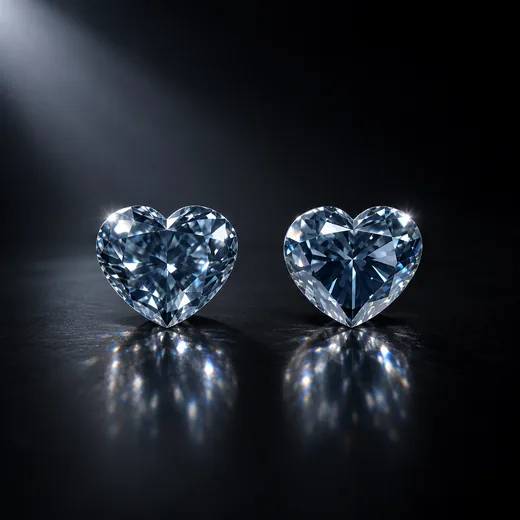Matched pair of heart-shaped Fancy Deep Blue diamonds, 2.22 and 2.00 carats
